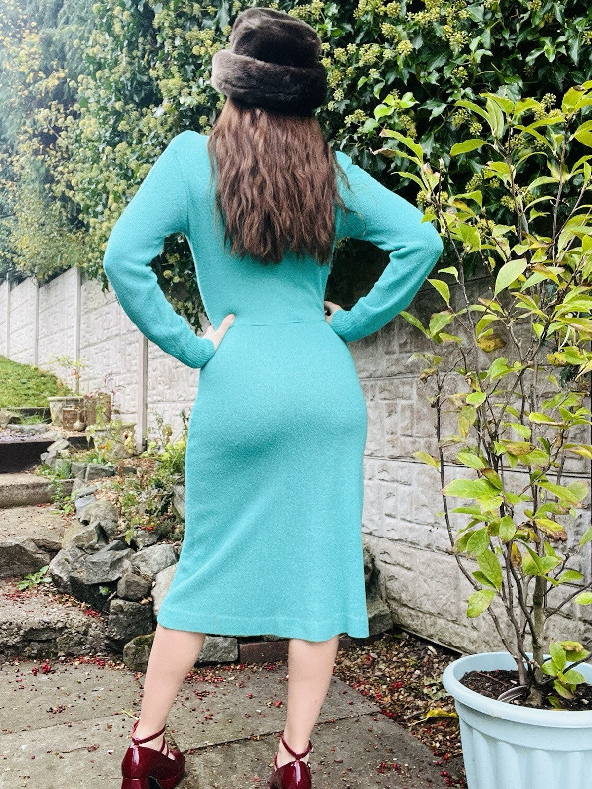 1960s Vintage Knitted Dress Green Size 6 8 10 Tricoville Retro Knit Jumper Dress