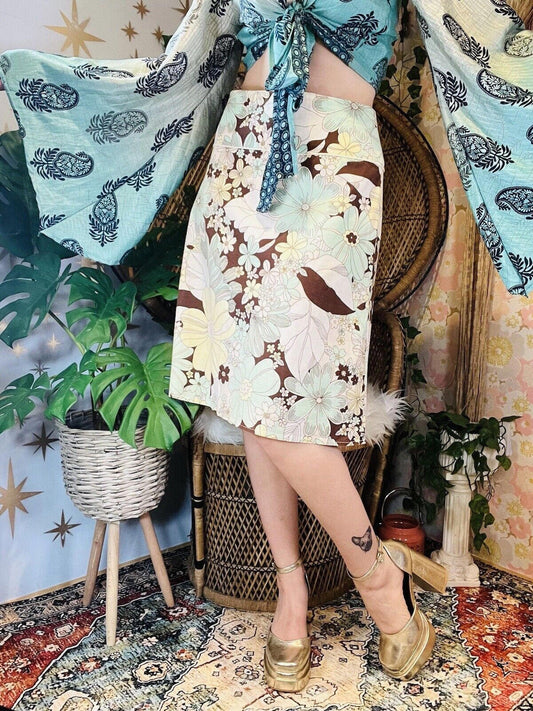 Vintage Y2K Summer Skirt By Mk 1 With Bold Floral Print Size 12