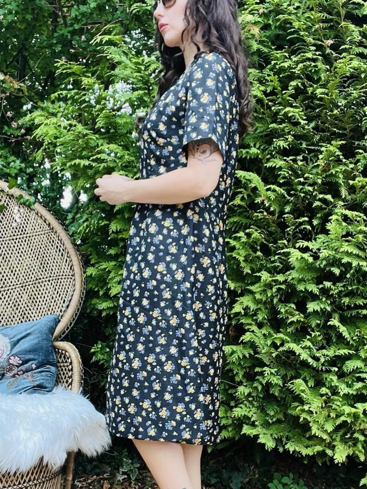Vintage 1960s Shirt Dress Ditsy Floral Hippie Boho Summer Dress Size 14