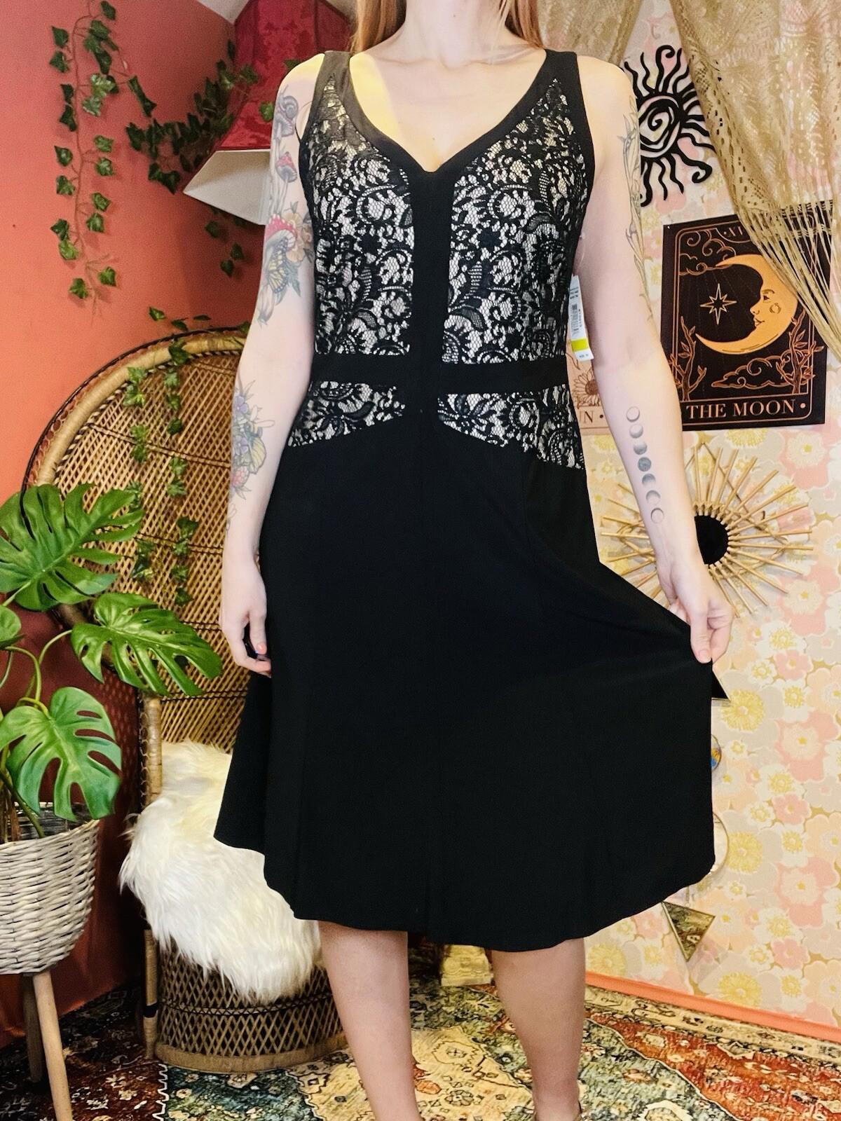 Vintage 1980s Cocktail Dress By R&M Richards Elegant Sleeveless Black Size 14