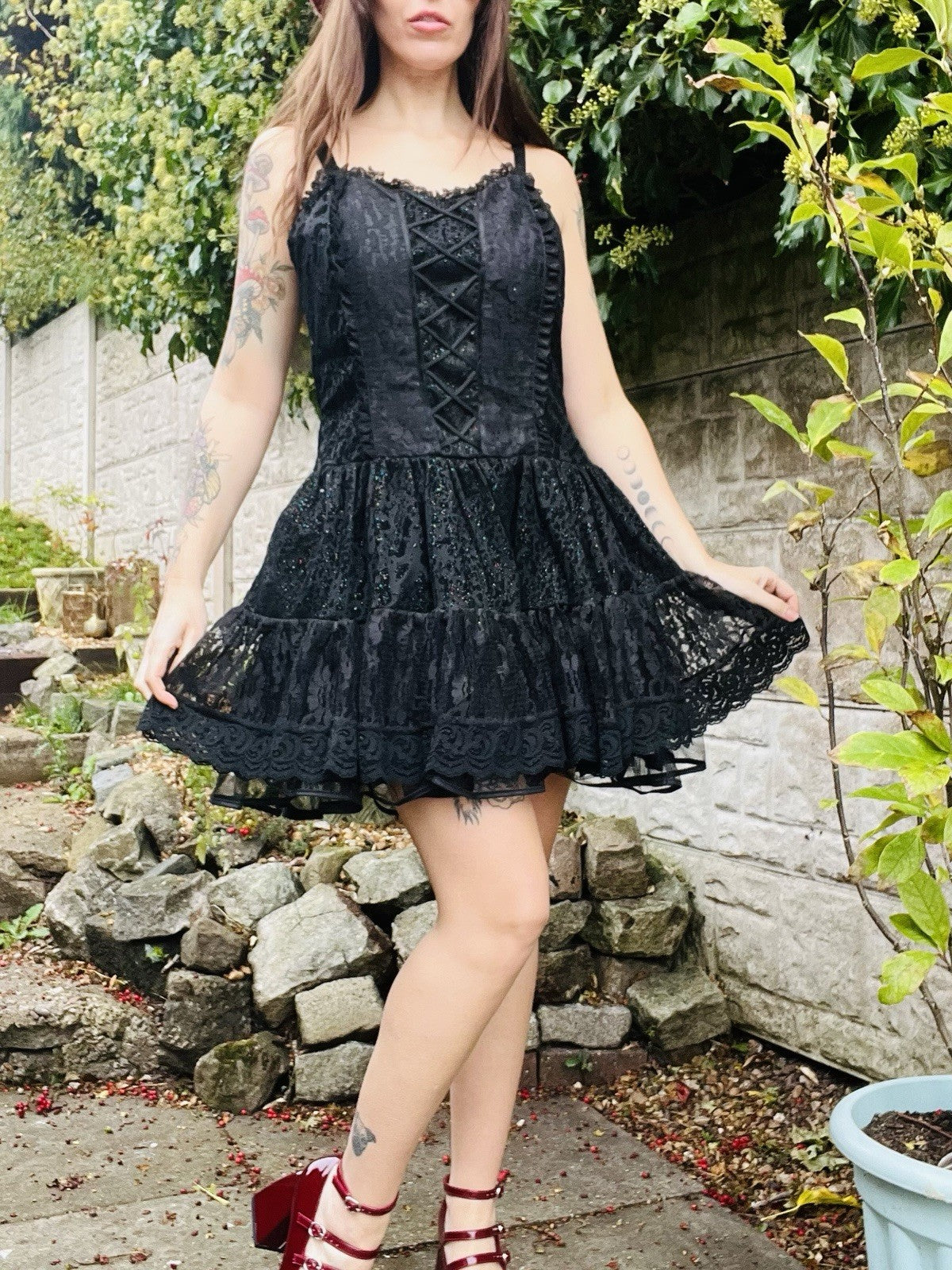Vintage 1980s Party Dress Black Size 12 To 14 Retro 80s Sparkly And Lace Dress