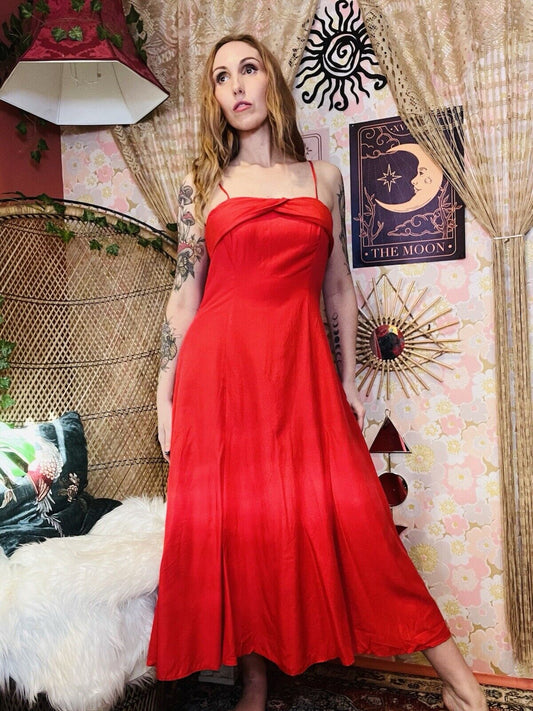 Vintage 1990s Summer Dress By Next Simple Floaty Strappy Dress Red Size 10