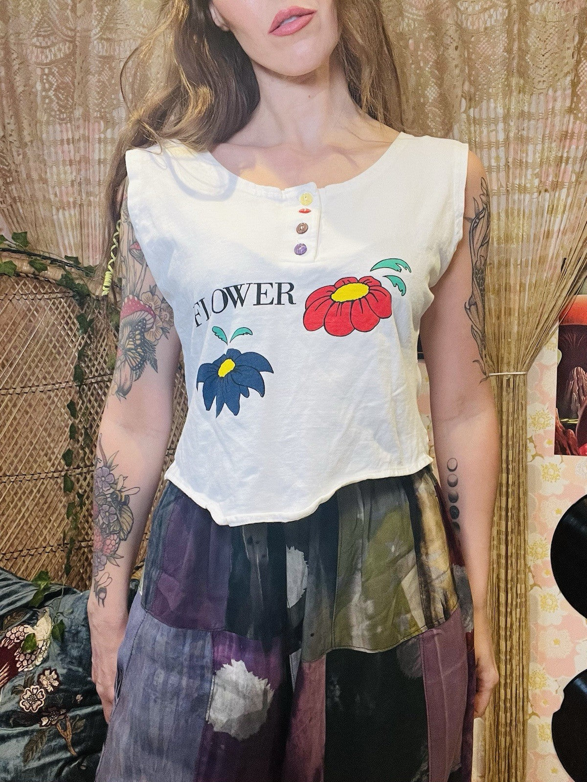 Vintage 1980s Vest Top Tank Top Retro Summer Cotton Sleeveless T-shirt 12