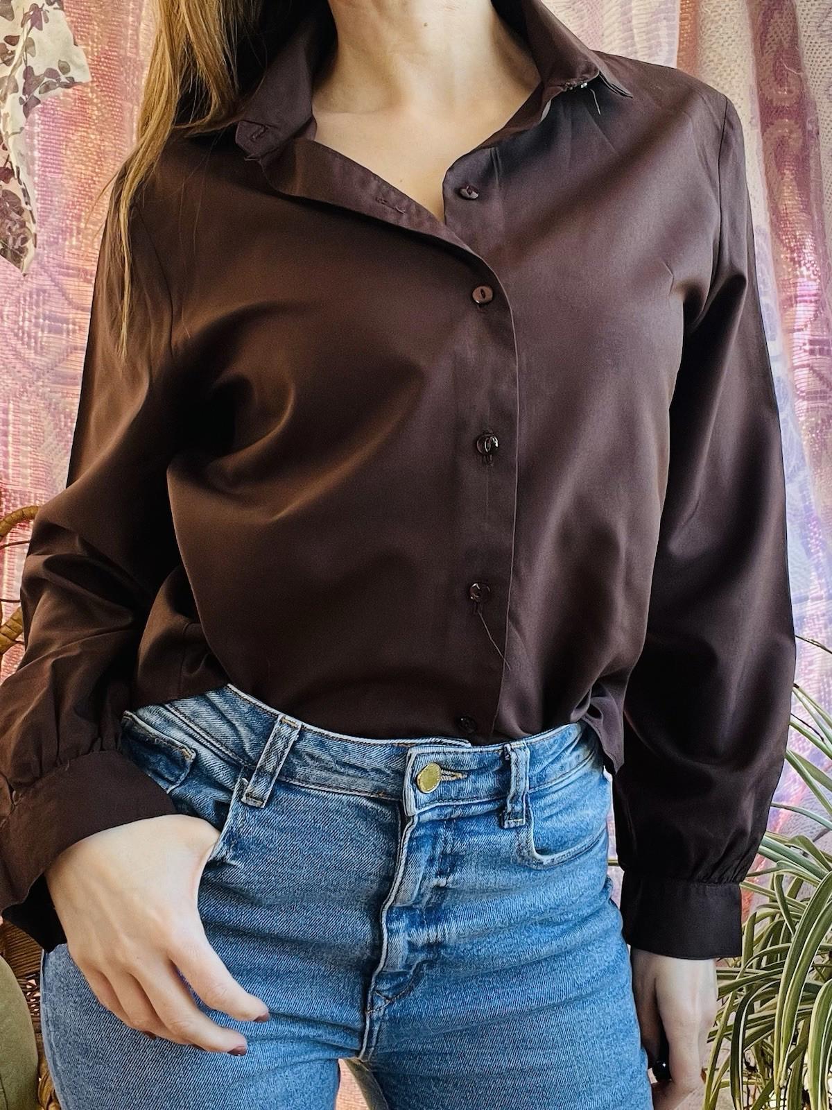 Vintage Blouse Bold Retro Print Collared Shirt Casual Or Formal Office Workwear