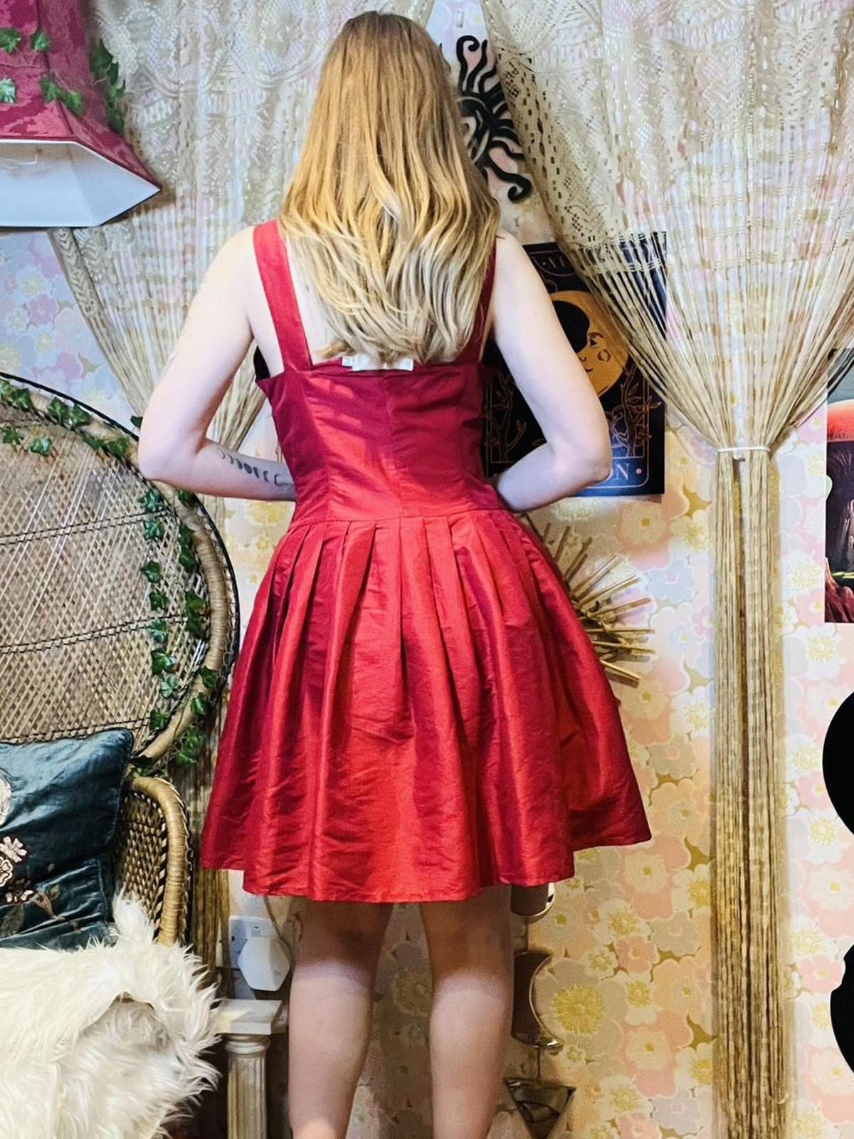 Vintage 1990s Cocktail Dress Button Front A Line Knee Length Party Prom Dress 12
