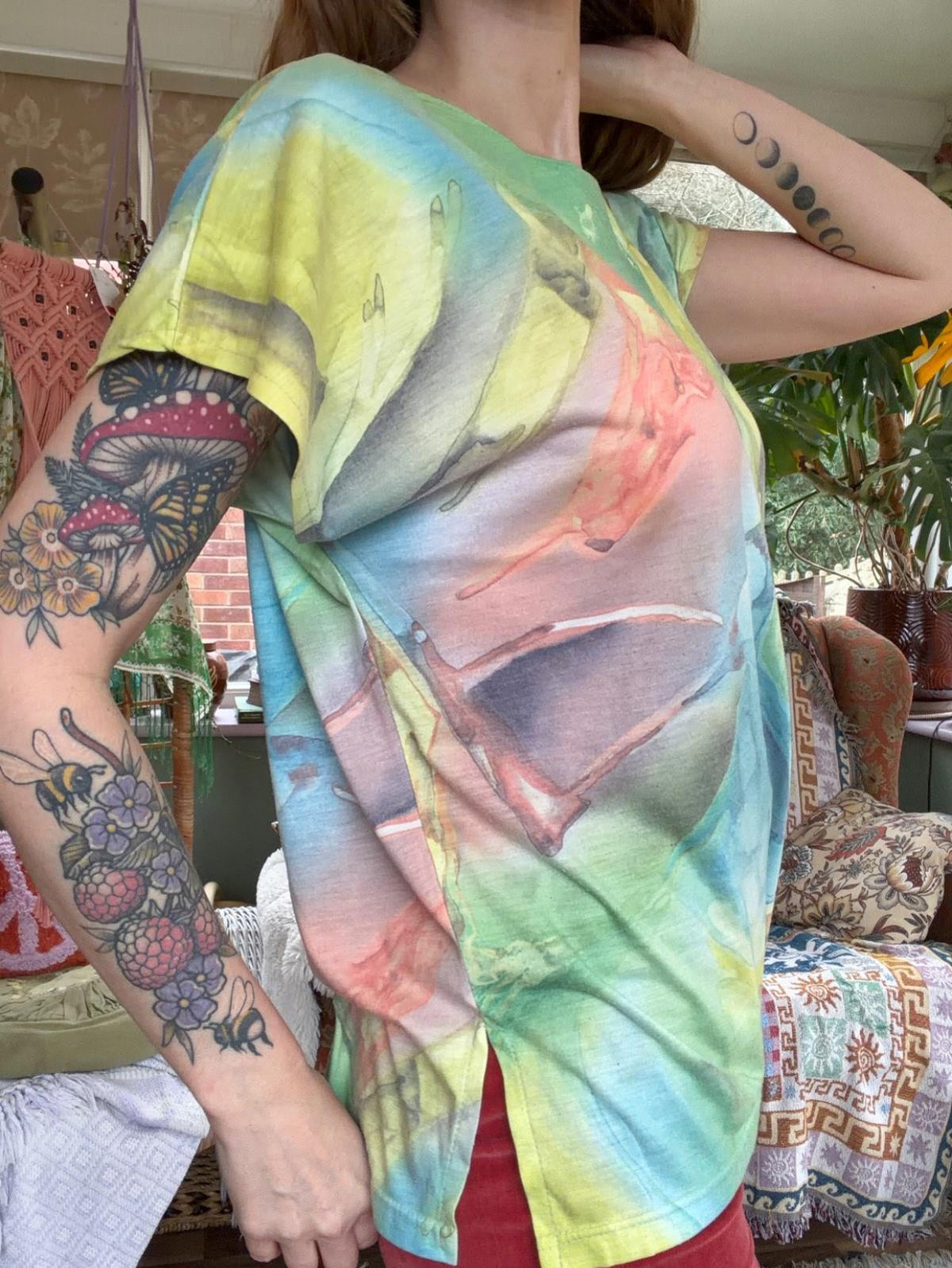 Vintage 1990s Summer T-shirt By Anni Folli Pastel Watercolour tee t shirt 12