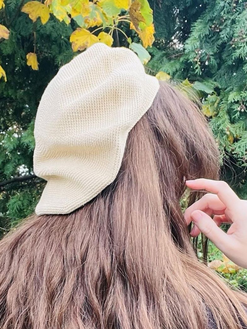 Vintage Knit Beret Hat 56com Small Retro Knitted Cream Beige Preppy Hat