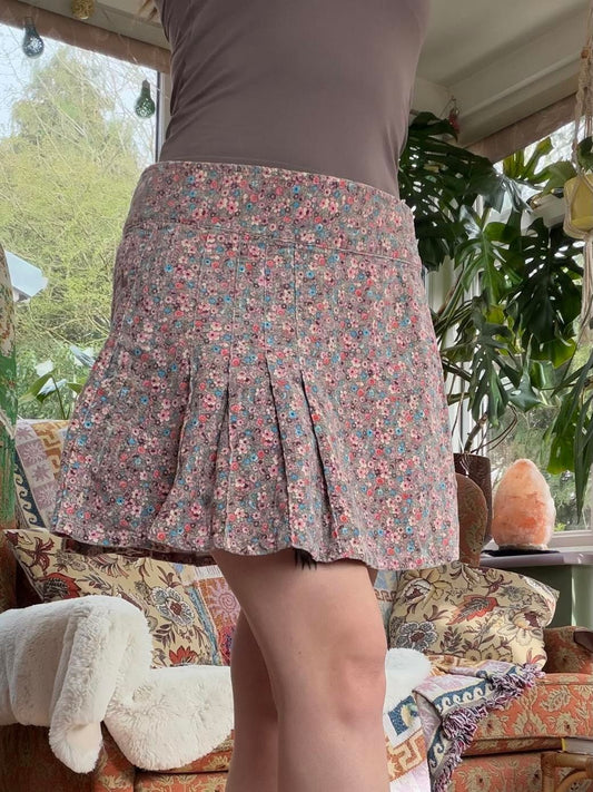 Vintage Y2K Short Skirt 100% Cotton Floral Pleated Mini Skirt Preppy Summer 10