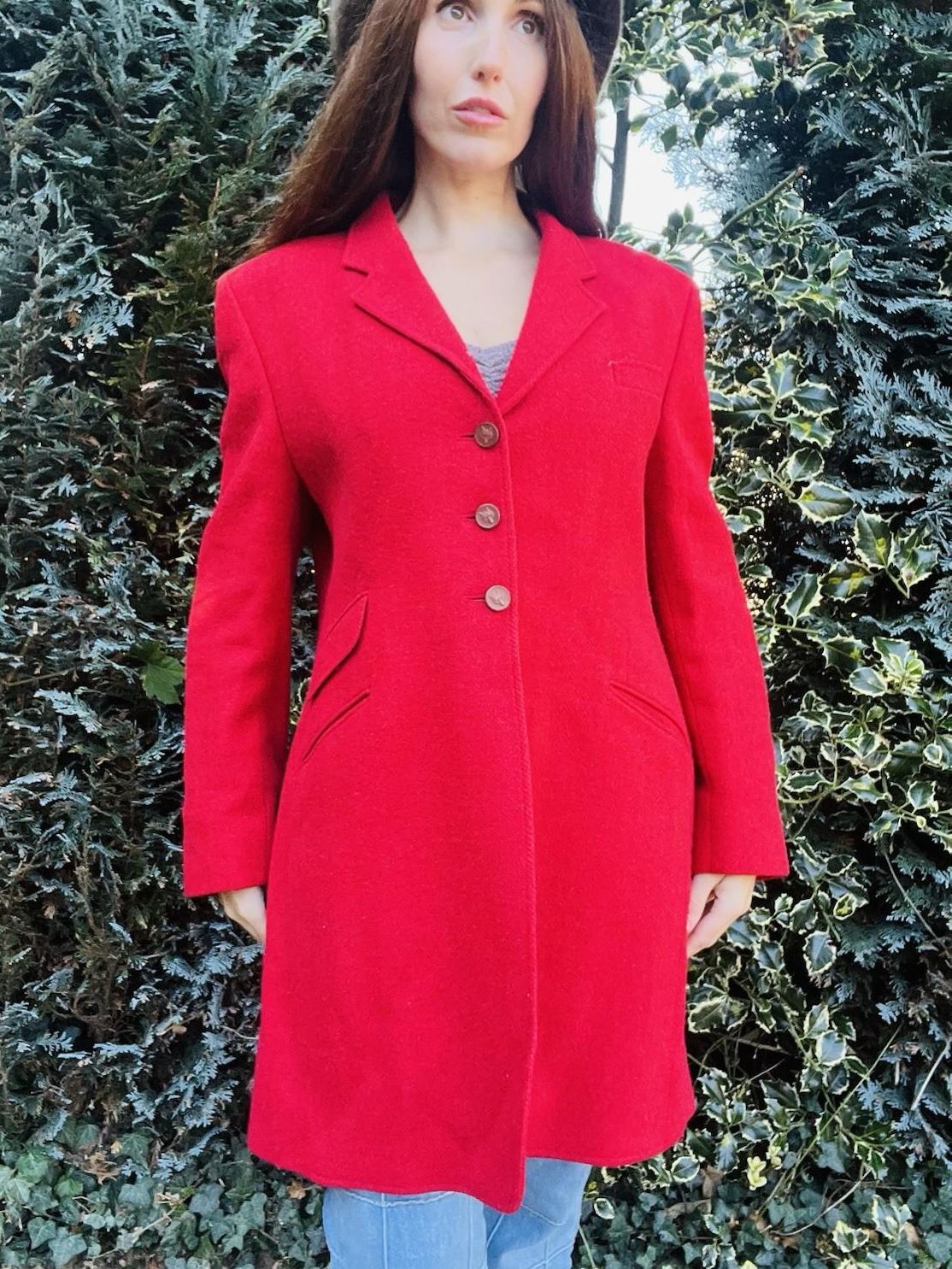 Vintage Y2K Designer Coat By Daks, 100% Wool Rare Limited Edition Red Jacket  16