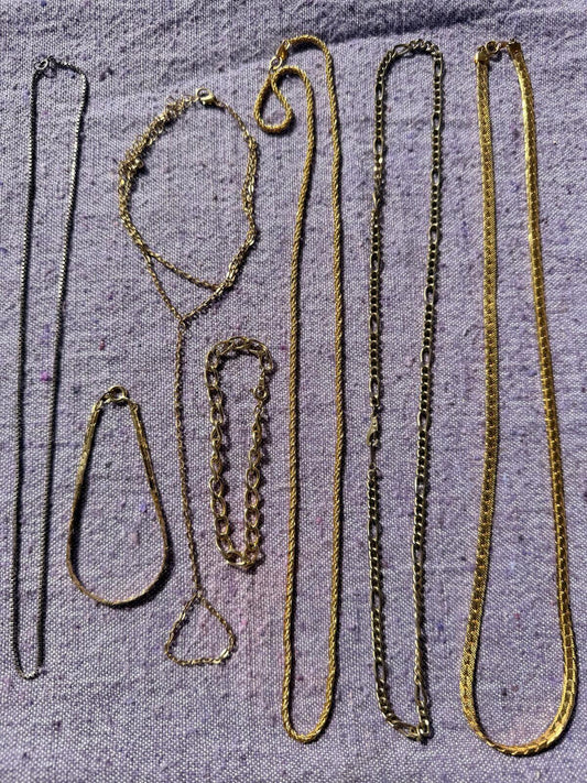 Necklaces and Bracelets Chains Set of 7 Mixed Metal Bundle gold silver